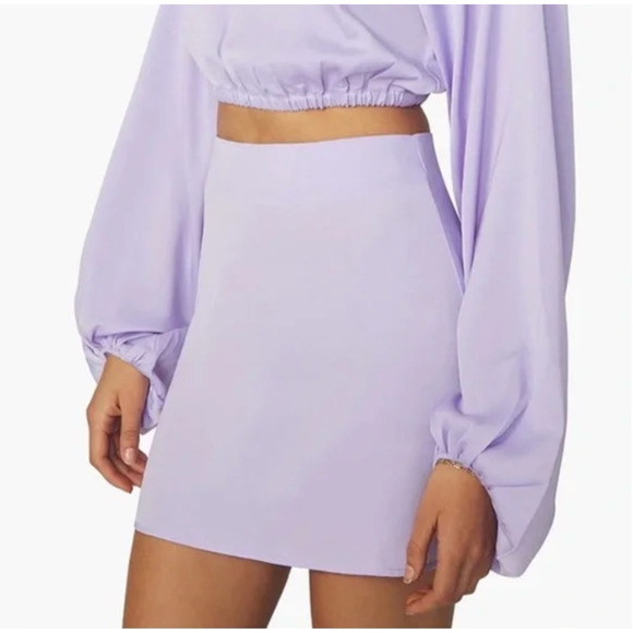 WeWoreWhat Mini Slip Skirt Satin Charmeuse Purple Minimalist High Waist XS NWT - Picture 1 of 9